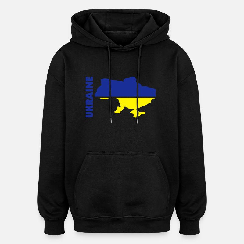 ukraine_umriss_flagge_50 - Sweat à capuche oversize unisexe - noir