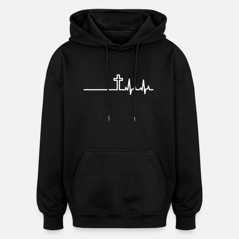 Heart rate gift idea - Oversized Unisex Hoodie - black