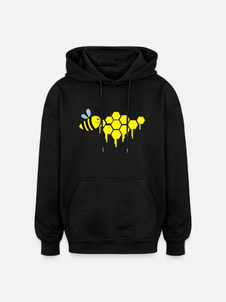 honigwaben_biene_02 - Oversized Unisex Hoodie - Schwarz