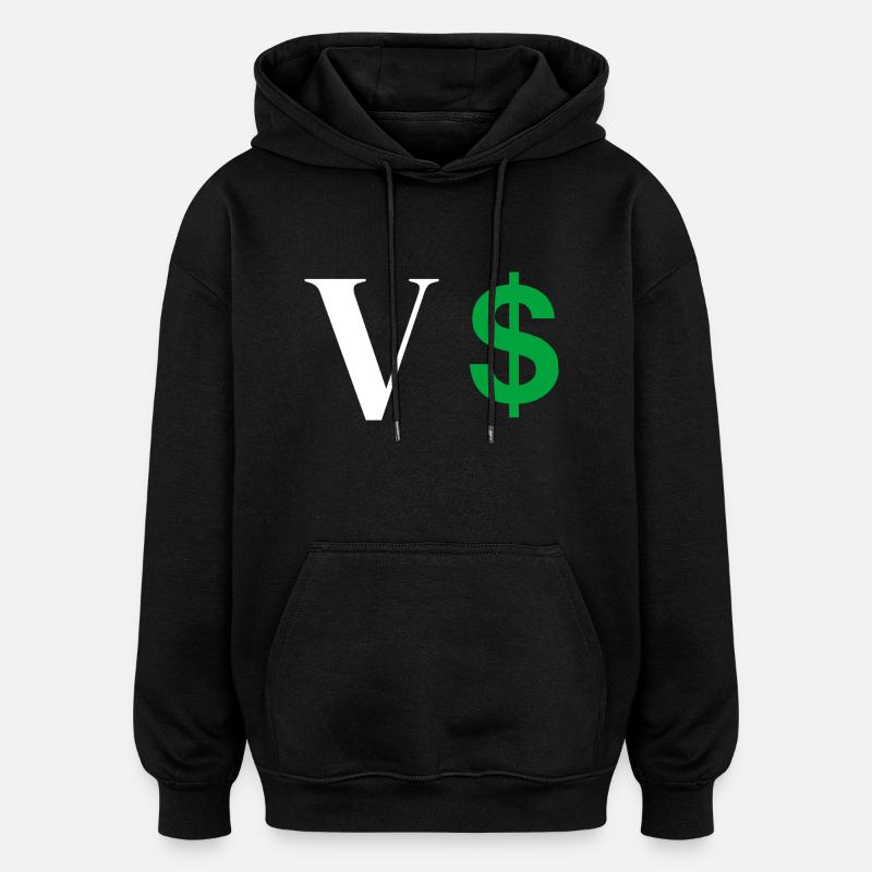 Lettre v dollar - Sweat à capuche oversize unisexe - noir