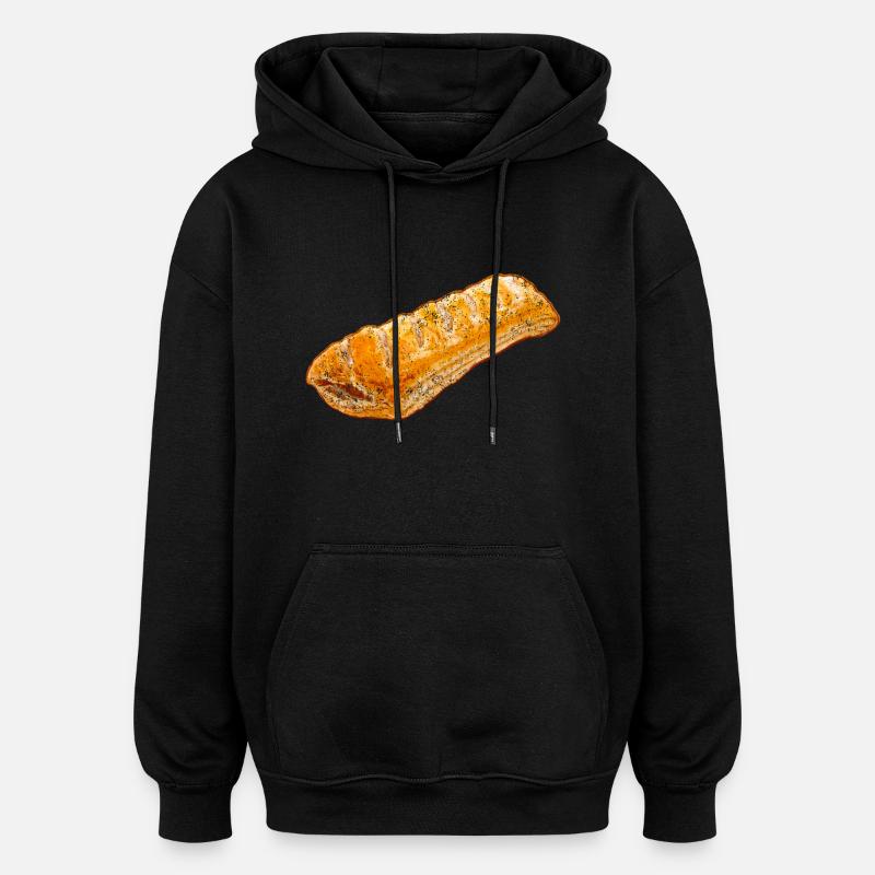 Wurstbrötchen Illustration - Verwitterte Optik - Oversized Unisex Hoodie - Schwarz