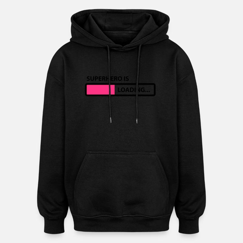 superhero is loading - Oversized Unisex Hoodie - black