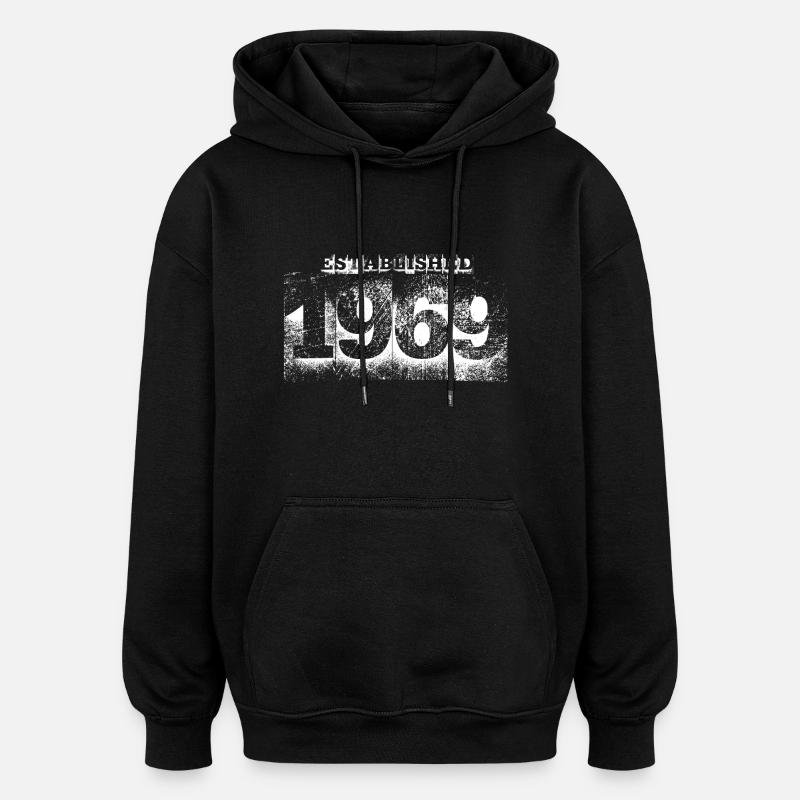 établi 1969 (blanc) - Sweat à capuche oversize unisexe - noir