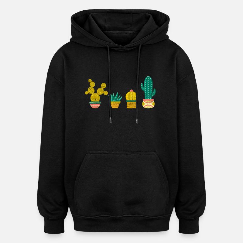 Cool Cactus Illustration Design - Oversized Unisex Hoodie - black