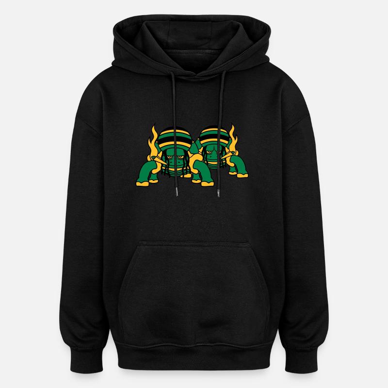 2 freunde team paar kiffer kiffen hanf w - Oversized Unisex Hoodie - Schwarz