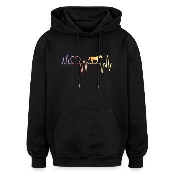 Reiten Herzschlag Pferd - Oversized Unisex Hoodie - Schwarz - Vorne - Noah (186cm)