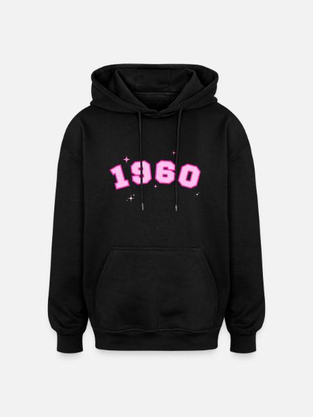 1960's Pink Star - Oversized Unisex Hoodie - black