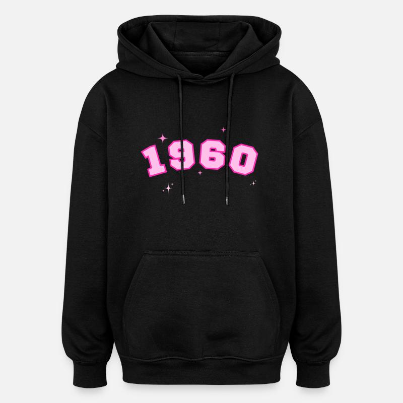 1960 rose étoile - Sweat à capuche oversize unisexe - noir