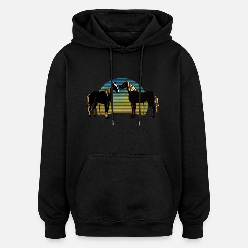 Pferde - Oversized Unisex Hoodie - Schwarz