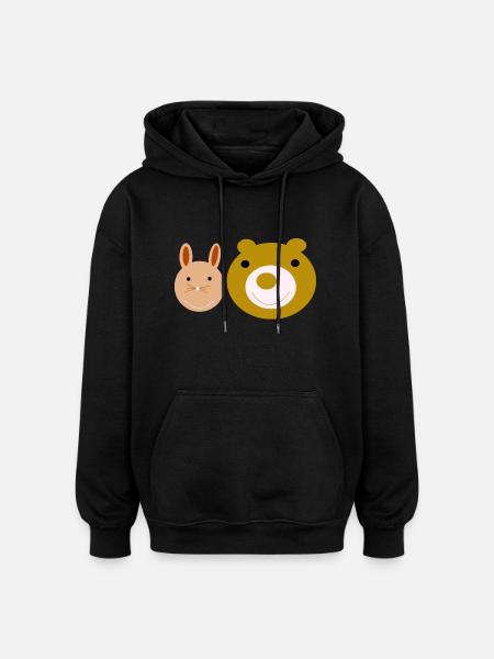 Hare and Baer - Oversized Unisex Hoodie - black
