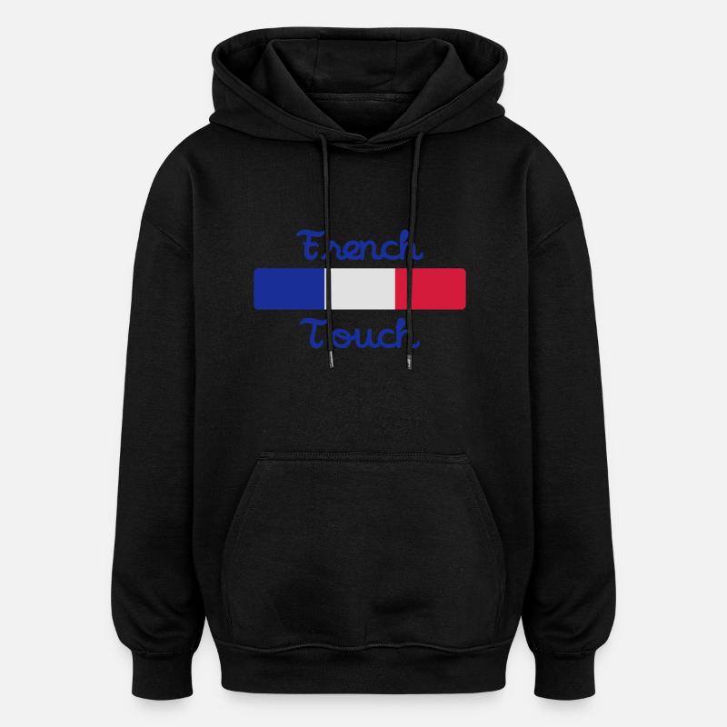 French Touch - Sweat à capuche oversize unisexe - noir