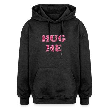 Hug Me avec des pétales de rose - Sweat à capuche oversize unisexe - charbon - Devant - Noah (186cm)