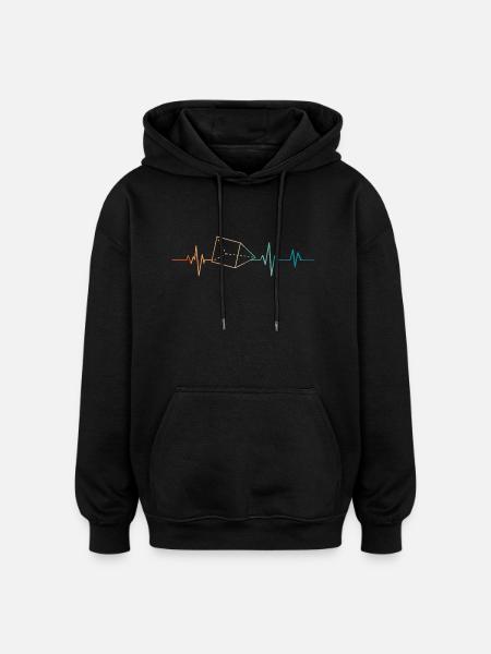 Retro Heartbeat Prisma - Unisex oversize huppari - musta