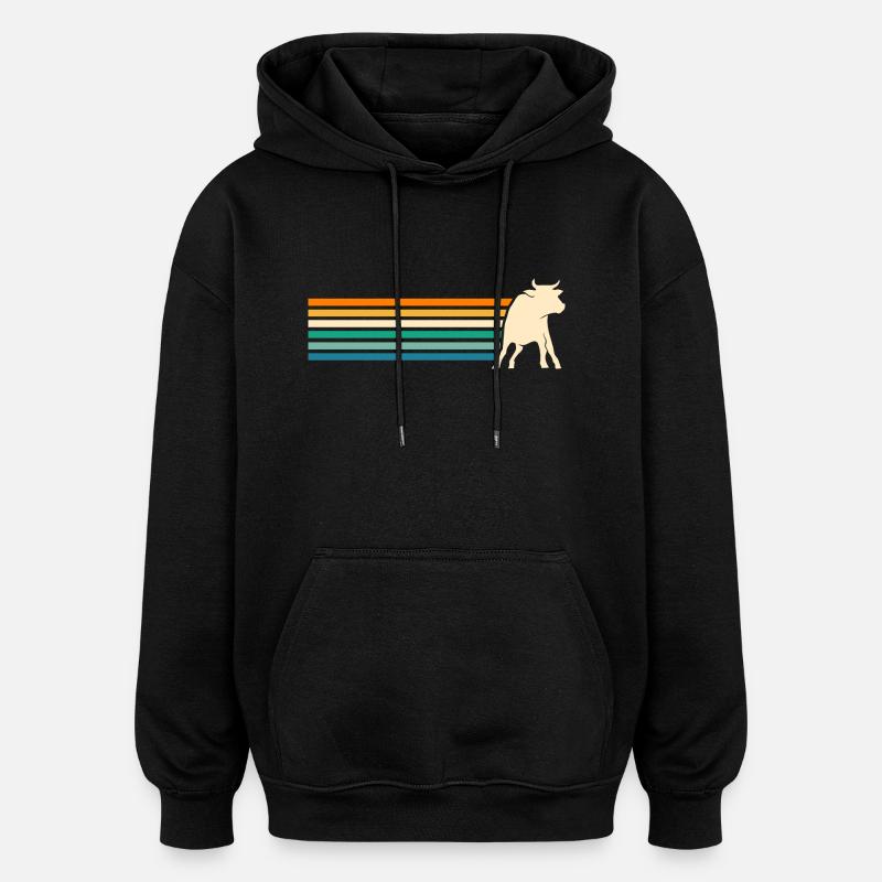 Bovins de buffle Bœufs - Sweat à capuche oversize unisexe - noir