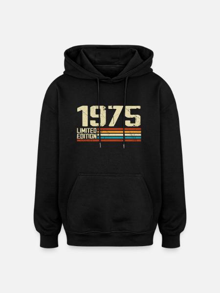 Vintage 1975 Retro Birthday - Born in 1975 - Oversized Unisex Hoodie - black