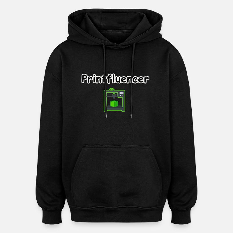 printfluencer 02 - Sweat à capuche oversize unisexe - noir