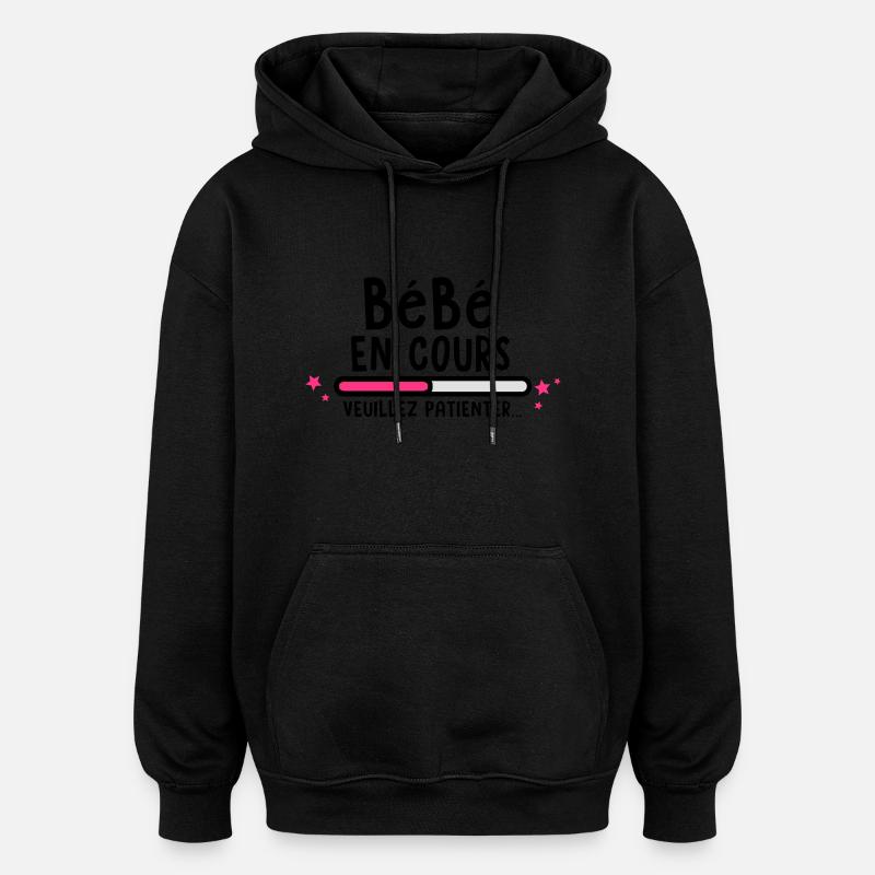 bébé en cours(veuillez patienter) - Sweat à capuche oversize unisexe - noir
