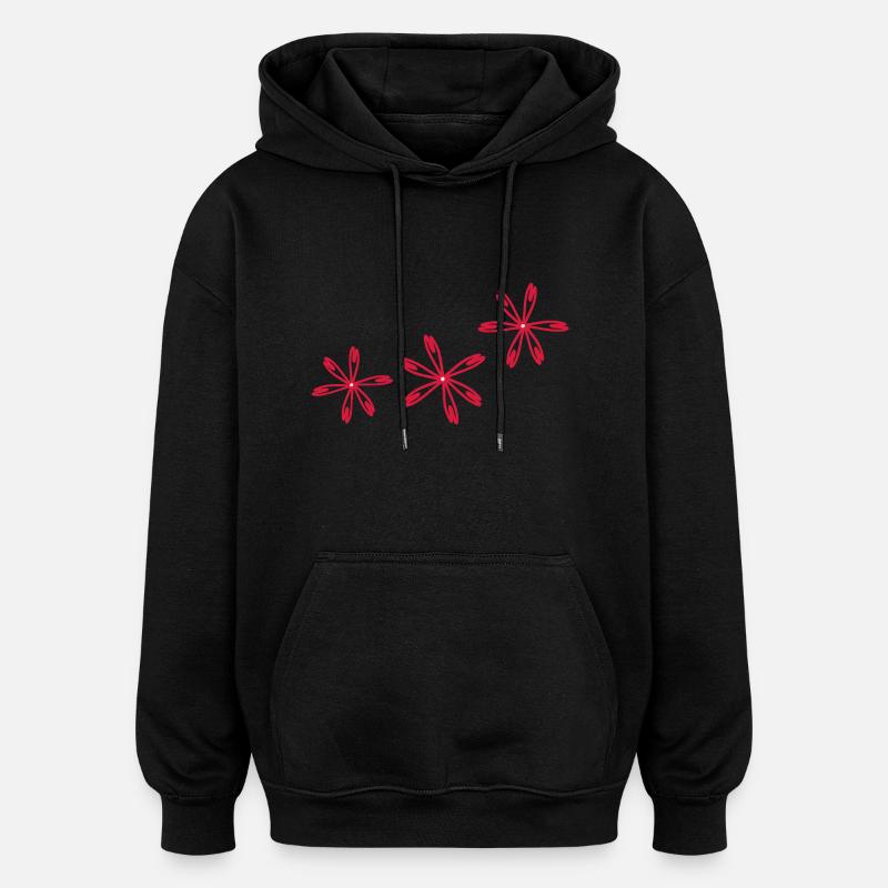 Cosmos Fleur rouge - Sweat à capuche oversize unisexe - noir