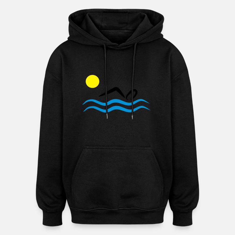 natation - Sweat à capuche oversize unisexe - noir