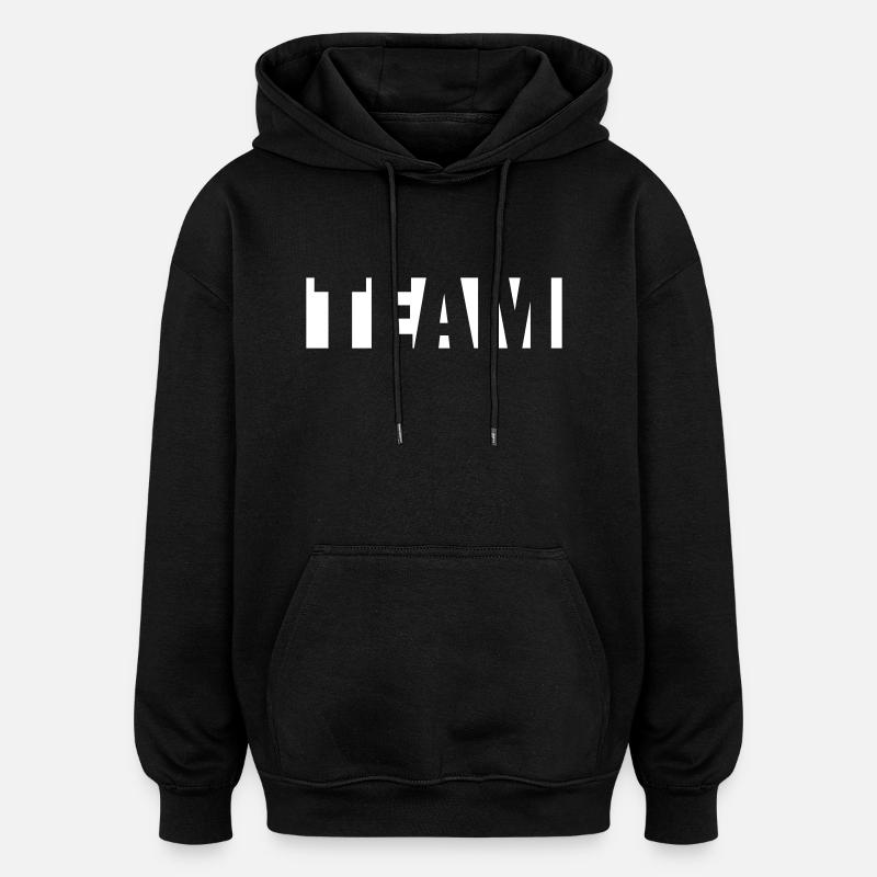 Équipe - Sweat à capuche oversize unisexe - noir