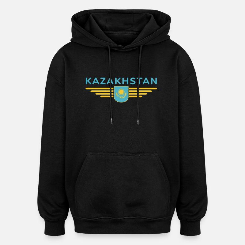 Kazakhstan Design – Steppe et tradition - Sweat à capuche oversize unisexe - noir