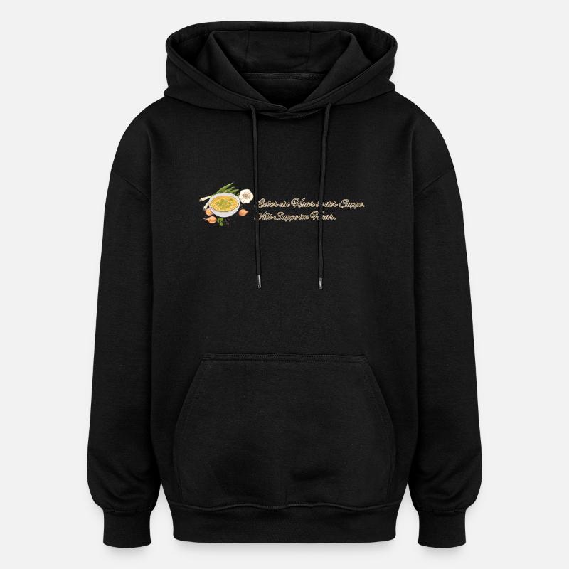 Soupe Amour // Illustration - Sweat à capuche oversize unisexe - noir