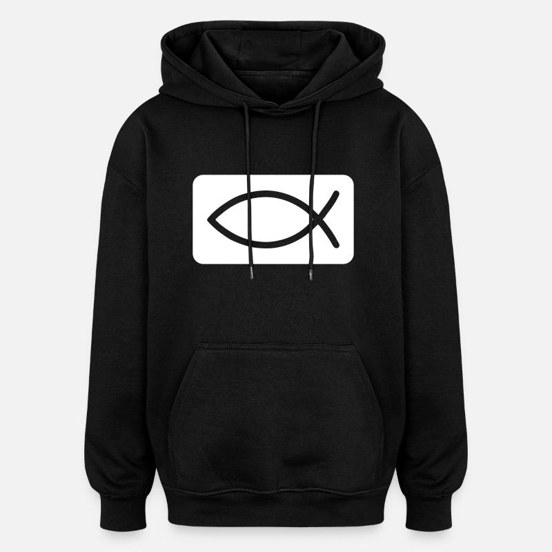 Fisch Christlich Jesus - Oversized Unisex Hoodie - Schwarz