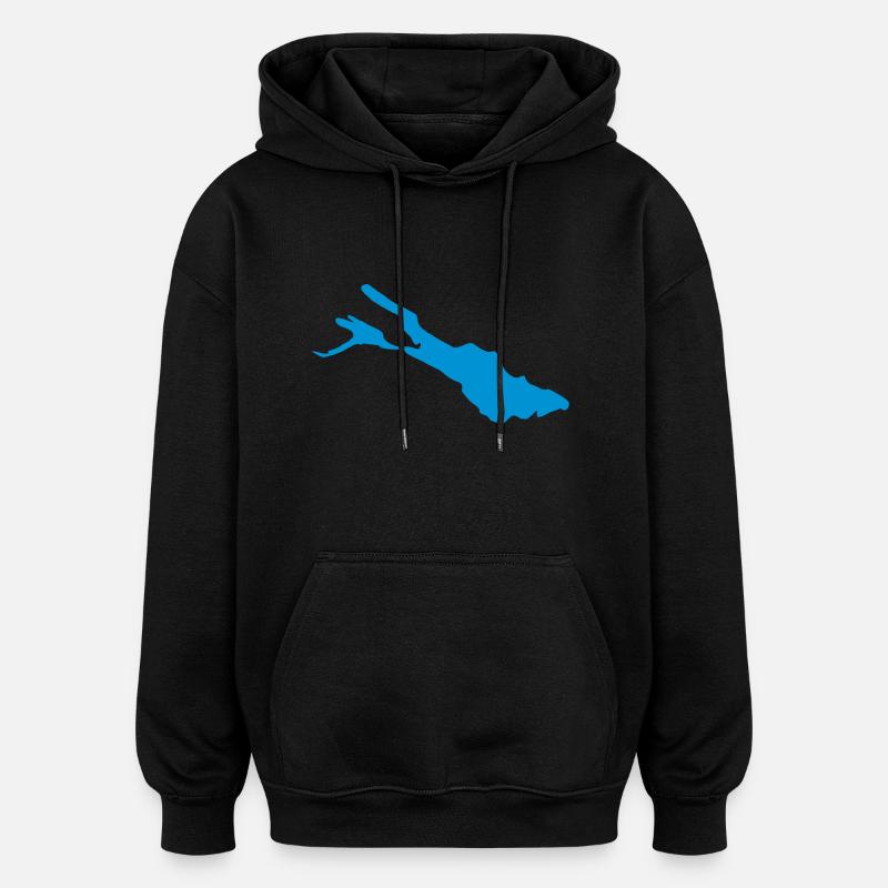 Lac de Constance - Sweat à capuche oversize unisexe - noir