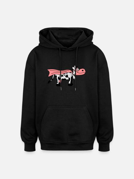 Super Cow Cartoon - Oversized Unisex Hoodie - black