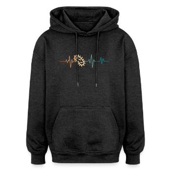 Battement de coeur rétro bactérie - Sweat à capuche oversize unisexe - charbon - Devant - Noah (186cm)