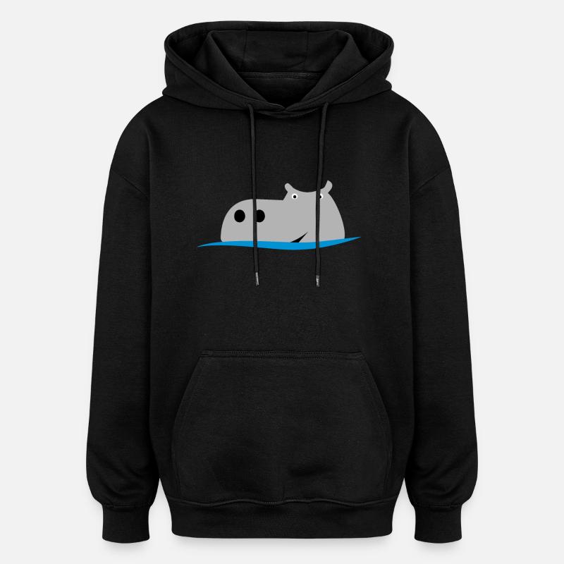 Nilpferd - Oversized Unisex Hoodie - Schwarz