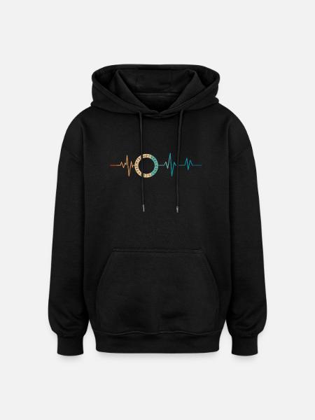 Retro Heartbeat Runic Alphabet - Oversized Unisex Hoodie - black