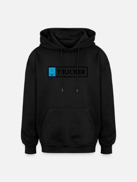 Nummernschild Trucker - Oversized Unisex Hoodie - Schwarz