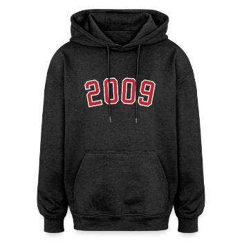 Sport Birth Year 2009 - Oversized Unisex Hoodie - charcoal grey - Front - Noah (186cm)