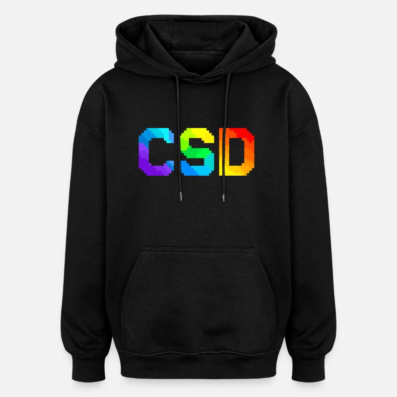CSD - Pixel Pride Flag - Oversized Unisex Hoodie - Schwarz