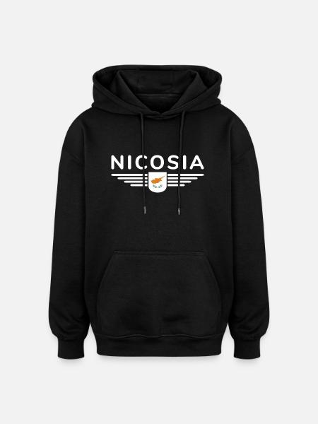 Nicosia Design – Capitale de Chypre - Sweat à capuche oversize unisexe - noir