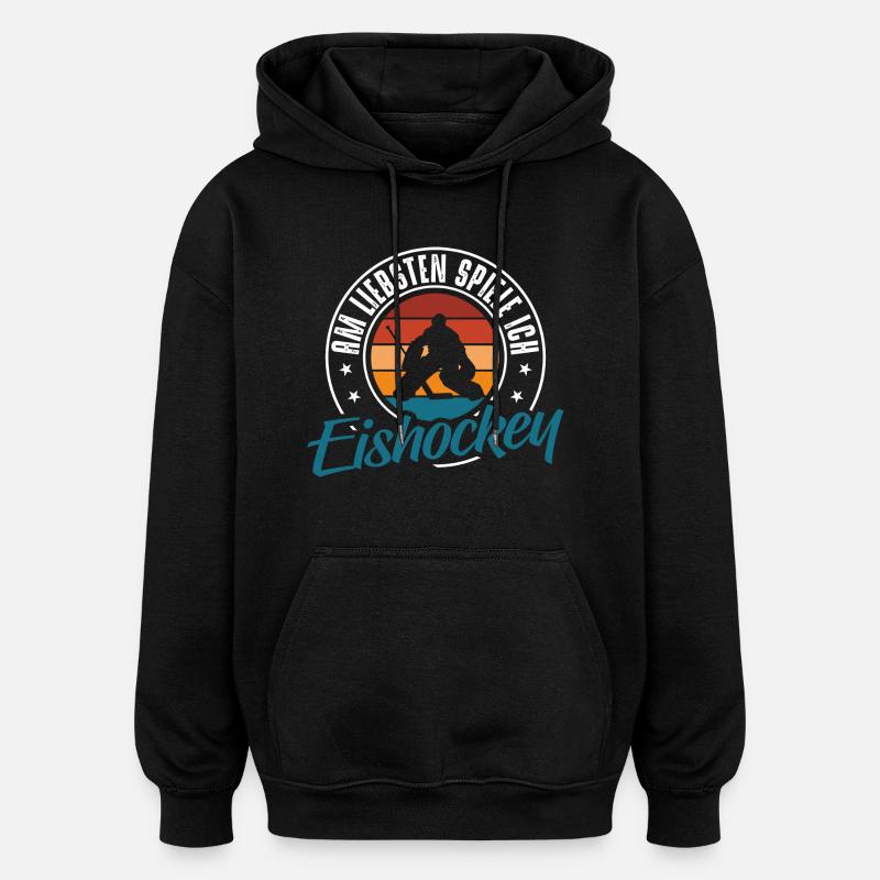 Eishockey - Oversized Unisex Hoodie - Schwarz