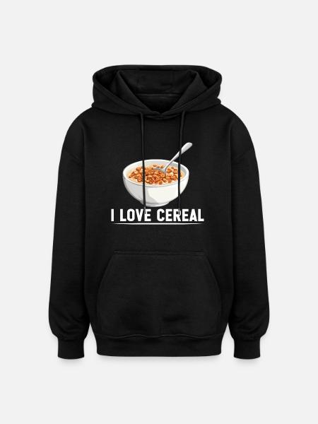 I Love Cereal 16 - Oversized Unisex Hoodie - Schwarz