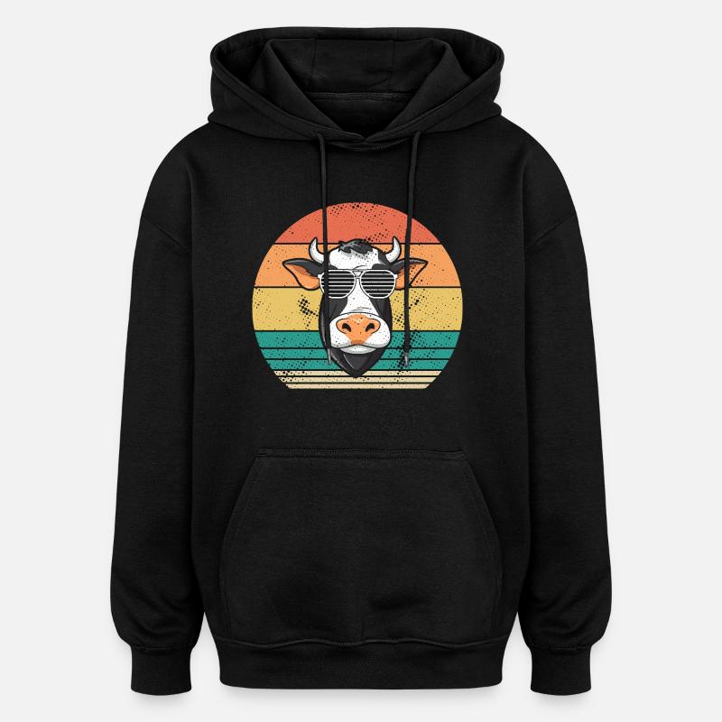 Cow Highland Cattle Cows - Oversized Unisex Hoodie - black