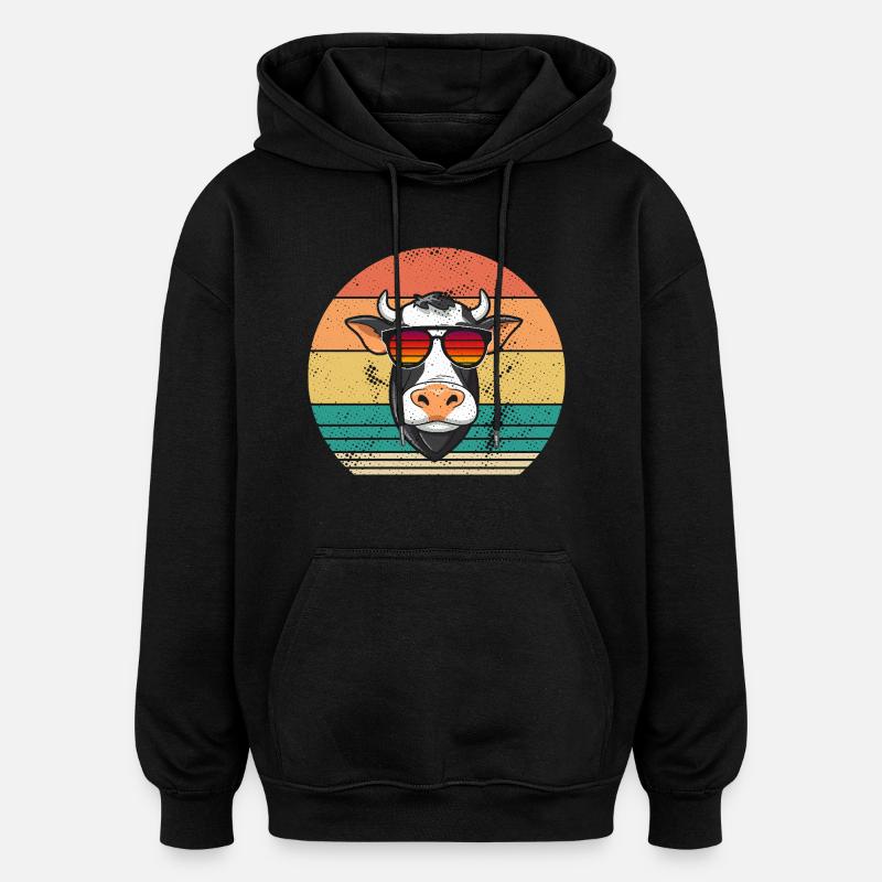 Cow Highland Cattle Cows - Oversized Unisex Hoodie - black