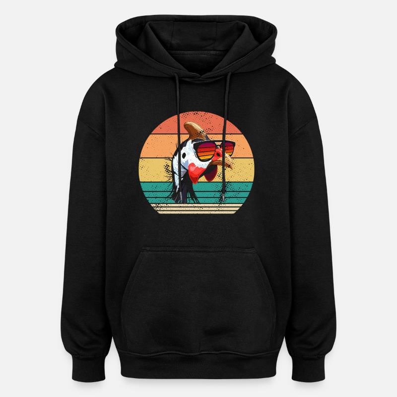 Poules Coq Pintade - Sweat à capuche oversize unisexe - noir
