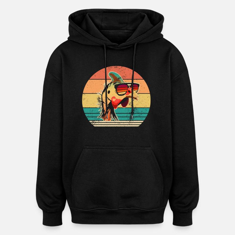 Poules Coq Pintade - Sweat à capuche oversize unisexe - noir