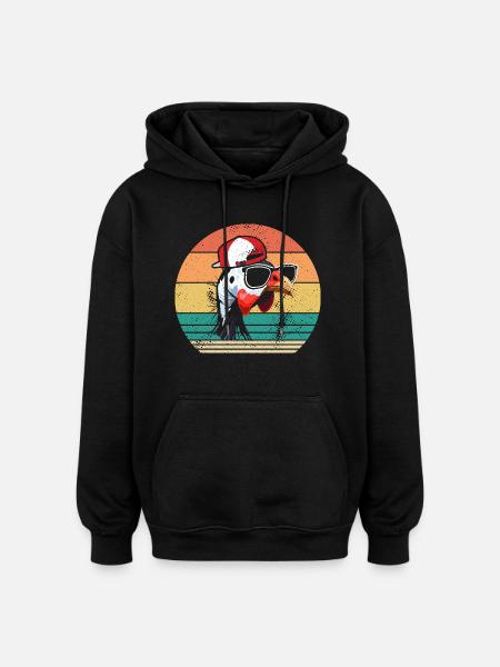 Chickens Rooster Guinea Fowl - Oversized Unisex Hoodie - black