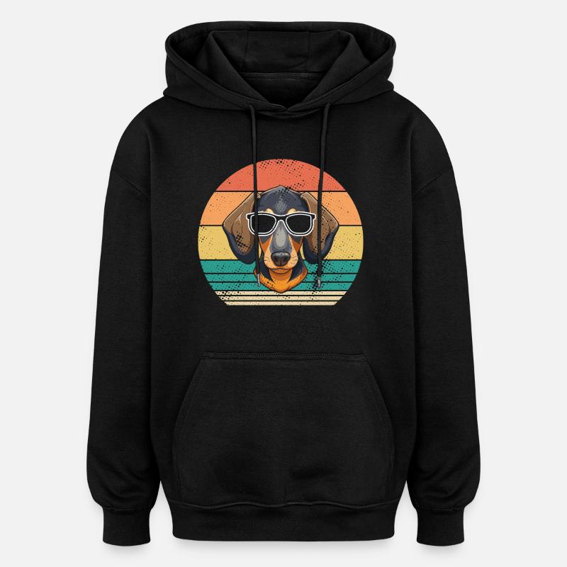 Chien teckel - Sweat à capuche oversize unisexe - noir