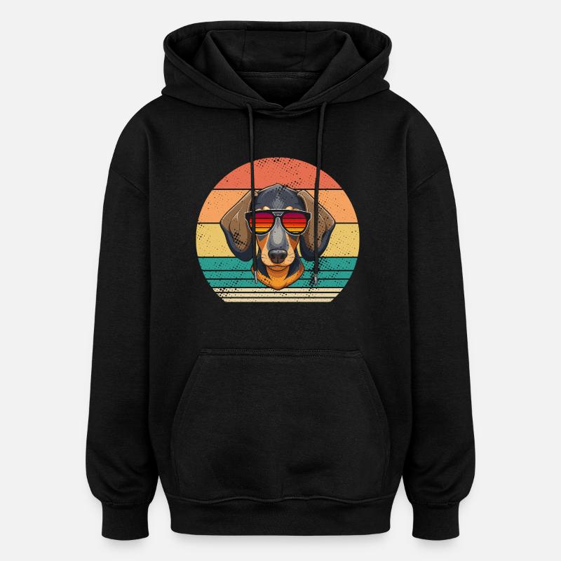 Chien teckel - Sweat à capuche oversize unisexe - noir