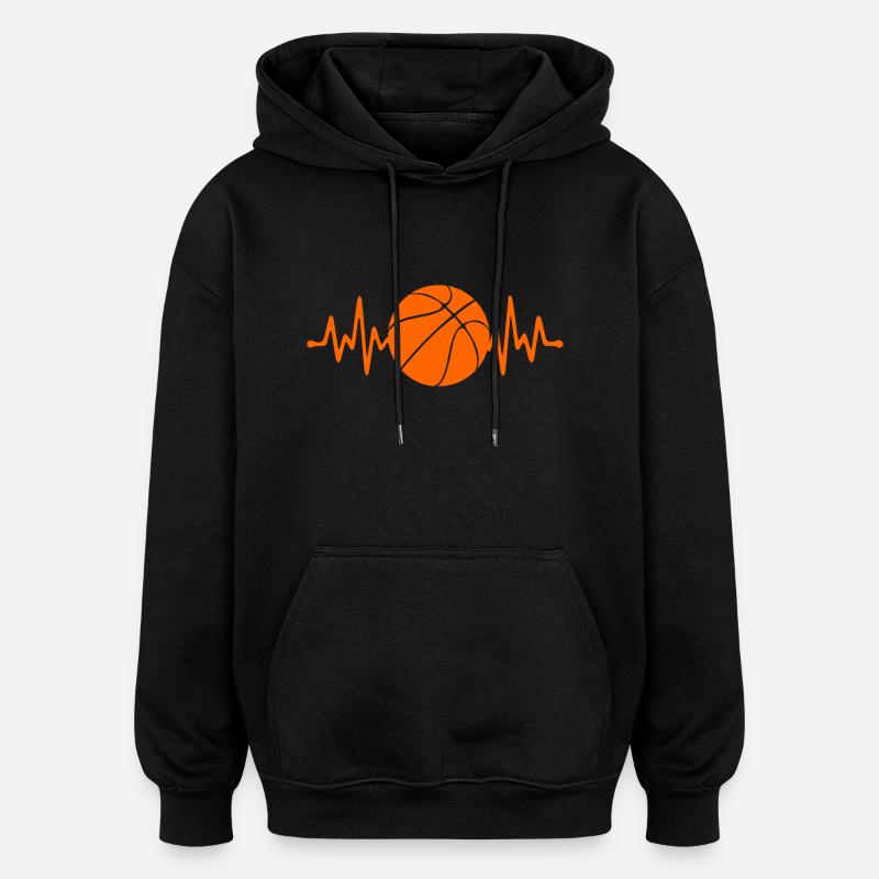"Basketball Heart" - Sweat à capuche oversize unisexe - noir