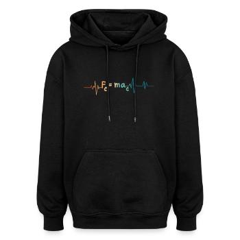 Battement de coeur rétro formule mathématique - Sweat à capuche oversize unisexe - noir - Devant - Noah (186cm)