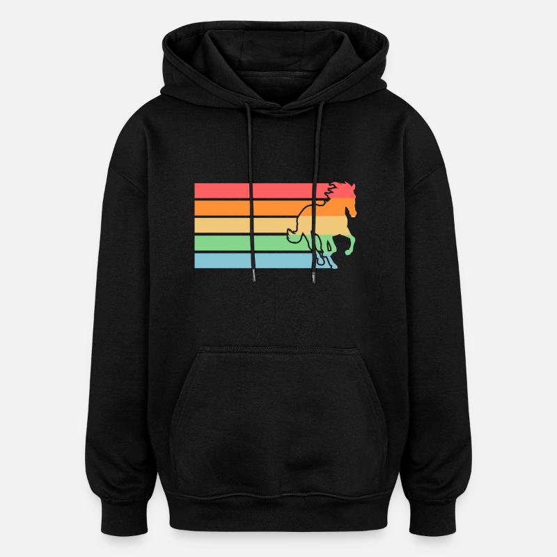 Reiten Pferd - Oversized Unisex Hoodie - Schwarz