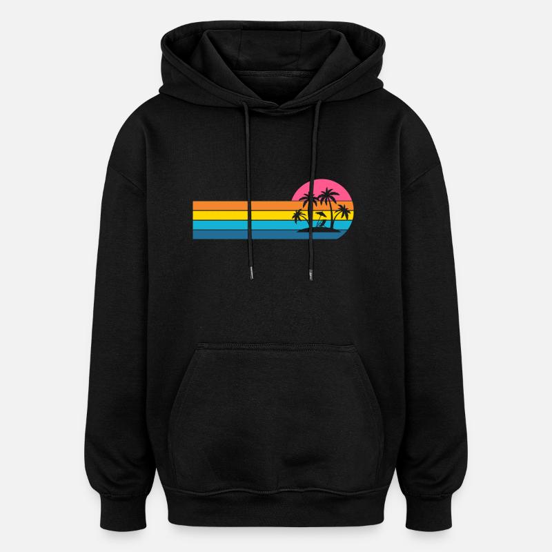 Insel Palmen - Oversized Unisex Hoodie - Schwarz