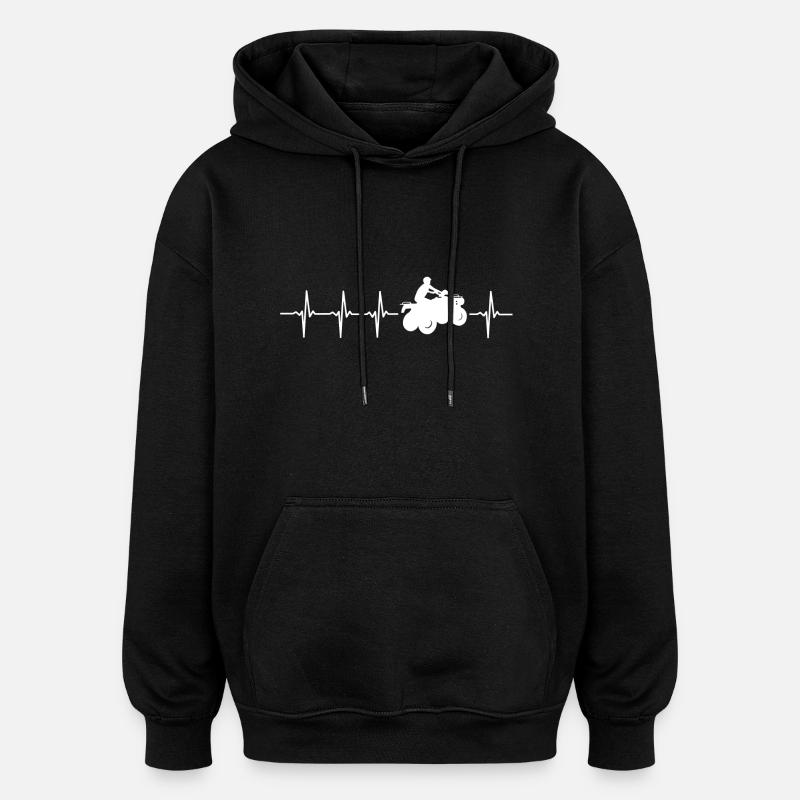 J'aime Quad (quad rythme cardiaque) - Sweat à capuche oversize unisexe - noir